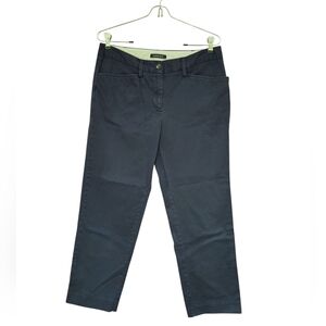 EUC Lands' End Navy Mid Rise Straight Leg Cropped Pants Size 6